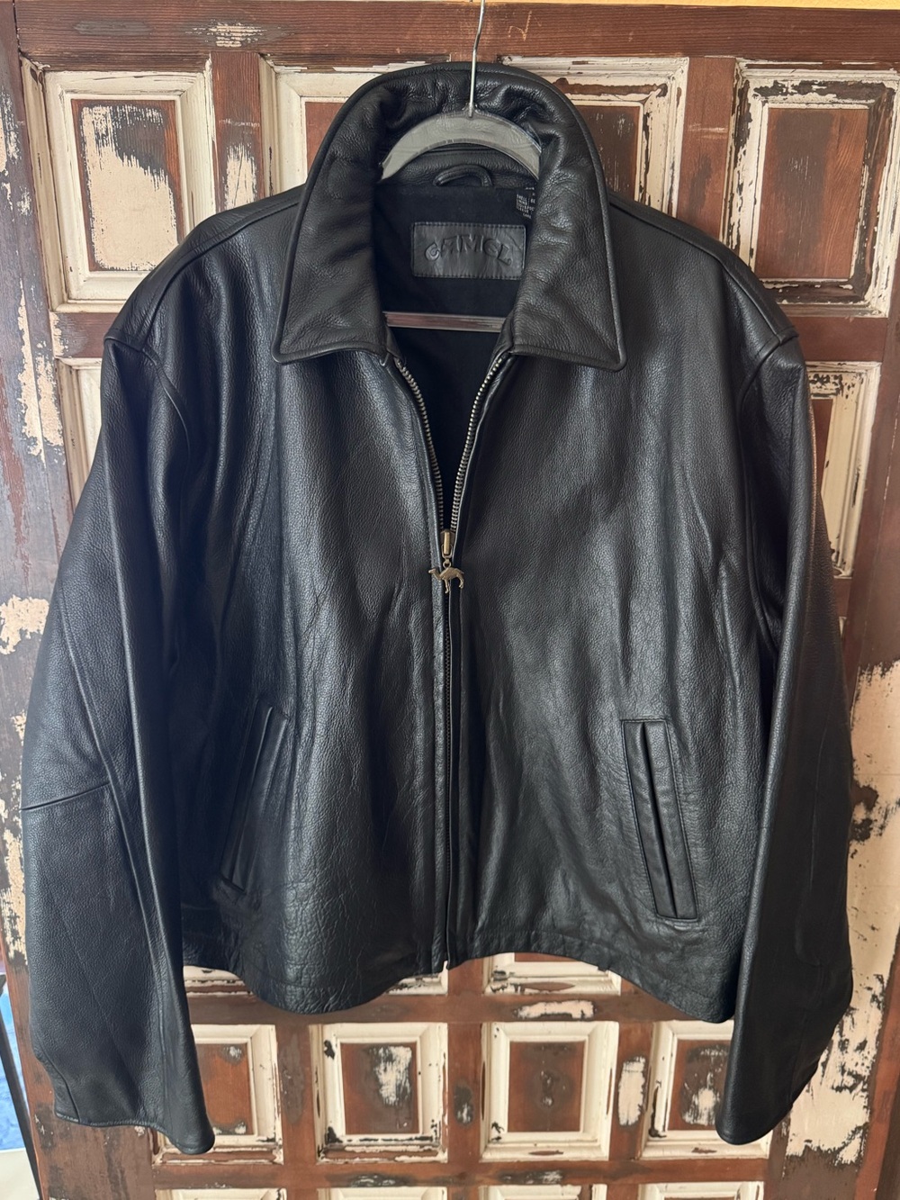 Authentic vintage Joe Camel black genuine leather jacket- XL
